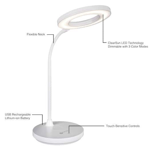 OttLite® Rechargeable LED Ring Desk Lamp